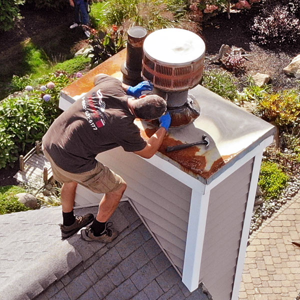 Greenwich CT rusted chimney cap